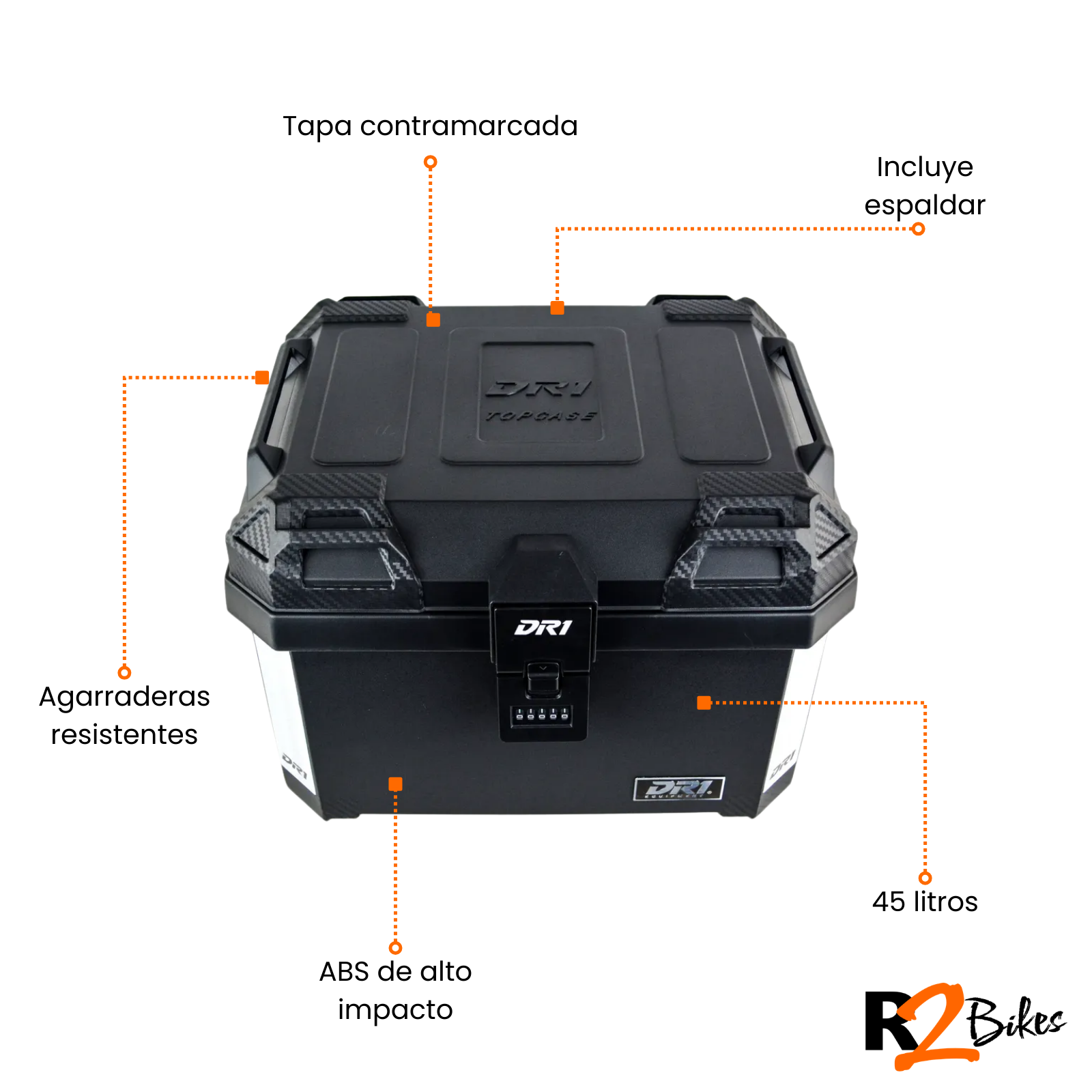 R2 Bikes - Maletero DR1 FIVE DIGITS 45 litros