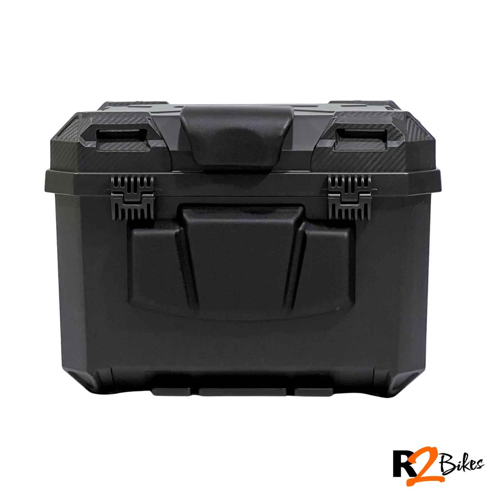 R2 Bikes | Maletero DR1 EVO para moto 45L negro rígido con cerradura y base universal Top Case DR1 para moto