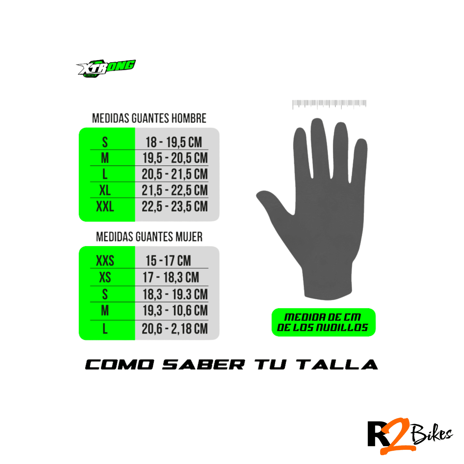 R2 Bikes - Guantes para motociclista XTR-01 XTRONG